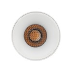 Lampa sufitowa Blaze 1xLED 12W CCT w białym kolorze, okrągła z metalową osłoną w kształcie plastra miodu w odcieniach brązu, widoczna z góry. Elegancki design, idealna do nowoczesnych wnętrz.