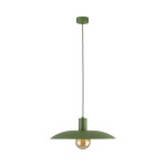 Lampa wisząca Astra w kolorze zielonym, z metalowym kloszem w kształcie talerza. Posiada miejsce na żarówkę E27, zwisając na cienkim przewodzie. Proste, nowoczesne wzornictwo, idealne do różnych aranżacji wnętrz.