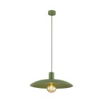 Lampa wisząca Astra 1xE27 w kolorze zielonym. Okrągły klosz z matowego materiału, zawieszony na cienkim przewodzie. Widoczna żarówka w stylu retro nadaje industrialny charakter. Prosta forma, idealna do nowoczesnych wnętrz.