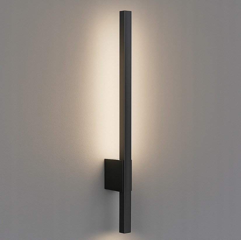 Kinkiet elewacyjny LED 9W o barwie światła 4000K, w kolorze czarnym, montowany na ścianie. Posiada prostokątny kształt i emituje światło w górę i w dół, co tworzy efekt podświetlenia. Ochrona IP44, idealny do użytku na zewnątrz.