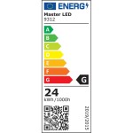 Lampa ogrodowa słupek Roma H60, czarna, z podwójnym źródłem LED 24W, barwa 4000K. Widok frontalny, stojąca. Energooszczędna, z oznaczeniem klasy G, wskazującym na zużycie 24 kWh/1000h. Prosta forma, idealna do oświetlenia przestrzeni zewnętrznych.