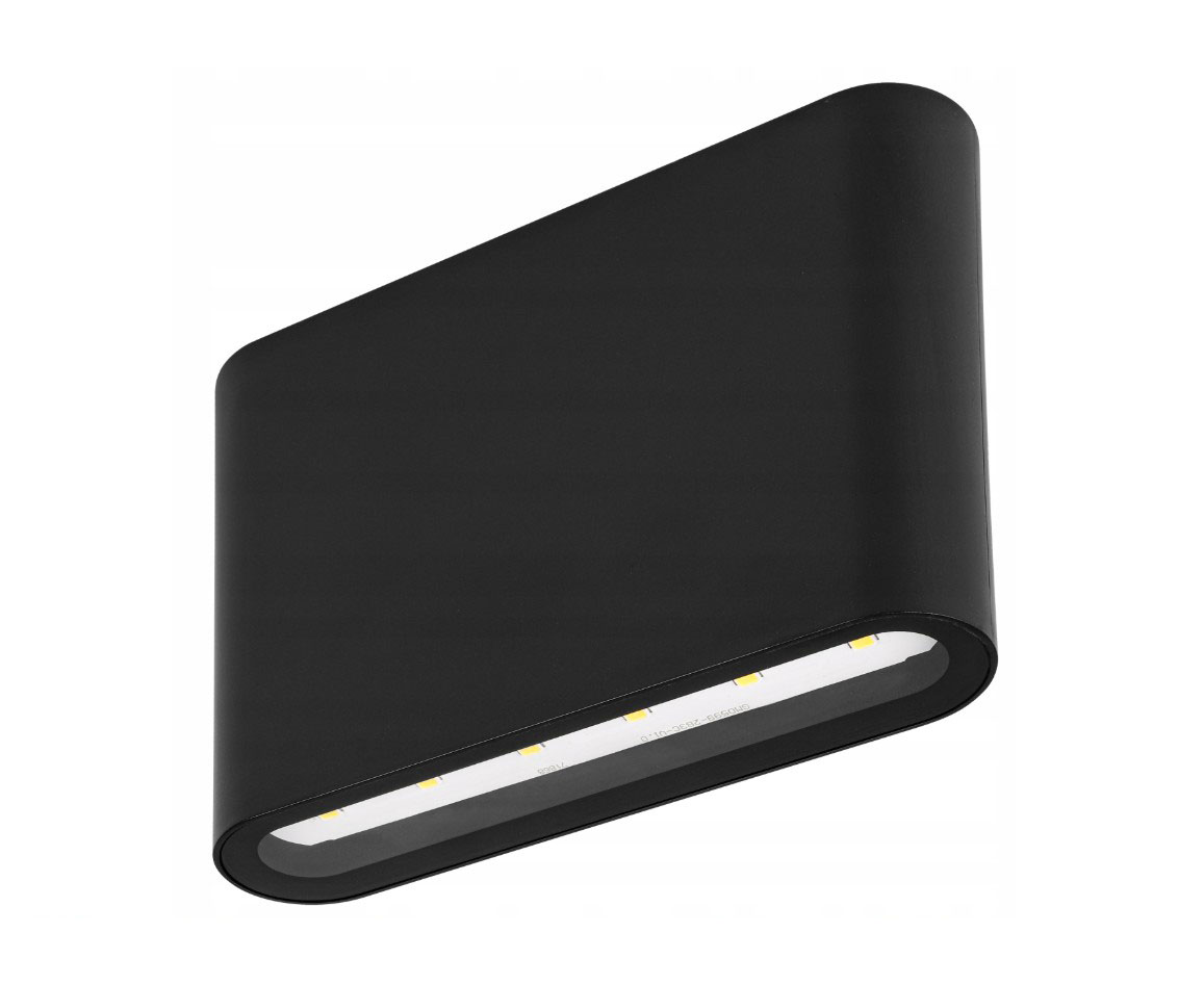 Kinkiet elewacyjny Gantio w kolorze czarnym, z zaokrąglonym kształtem, zawiera dwa źródła światła LED o mocy 6W i temperaturze barwowej 4000K. Posiada stopień ochrony IP44, co zapewnia odporność na warunki atmosferyczne.