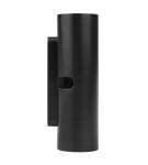Kinkiet elewacyjny Gantio w kolorze czarnym, wykonany z materiału odpornego na warunki atmosferyczne. Prezentowany z boku, z widoczną śrubą montażową. Zastosowanie 2xLED 6W, neutralna temperatura barwowa 4000K, klasa szczelności IP44.