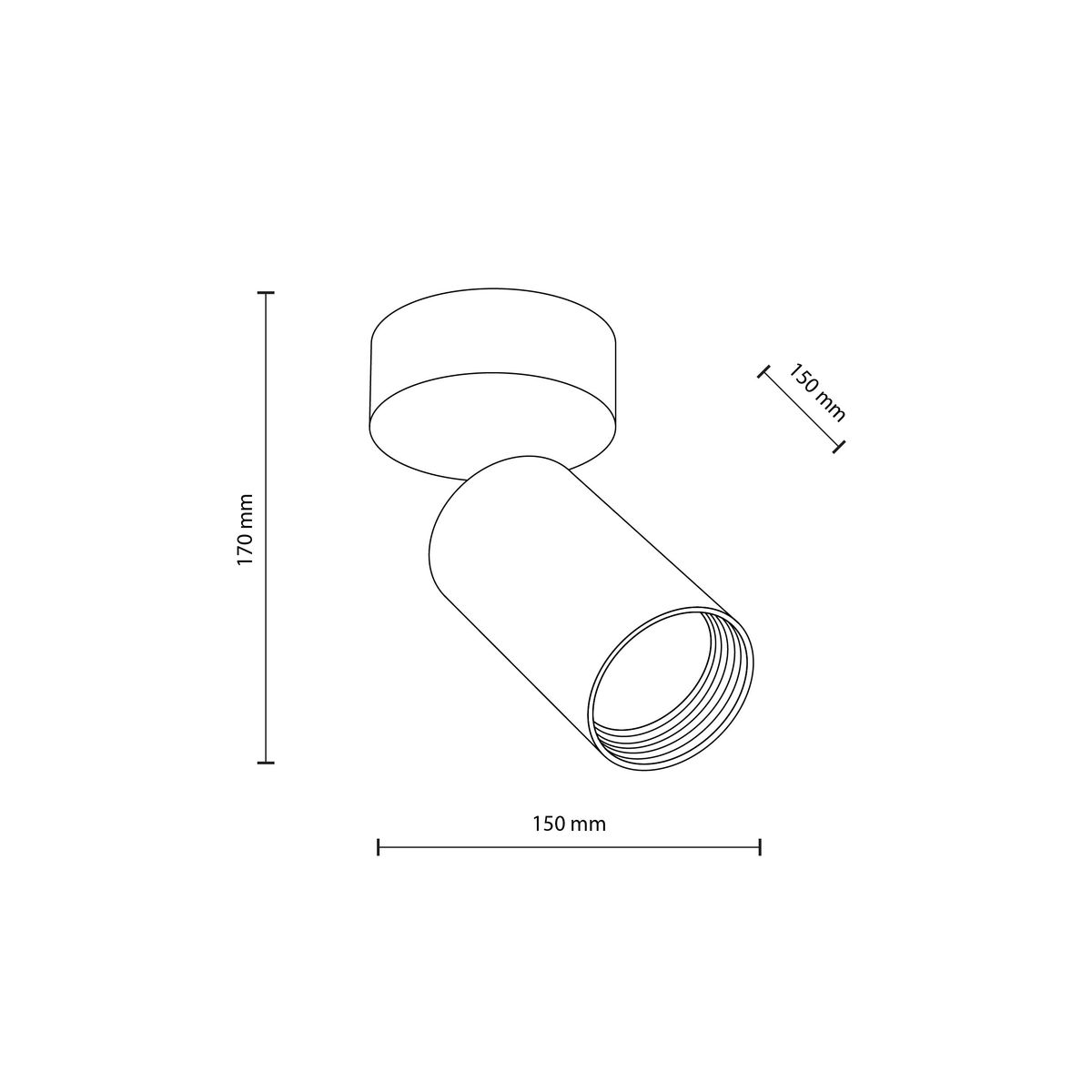 Lampa sufitowa Amis w kolorze białym, z pojedynczym spotem na żarówkę GU10. Cylindryczny kształt, zamontowana na okrągłej podstawie. Wymiary: średnica 150 mm, wysokość 170 mm. Idealna do oświetlenia wnętrz.