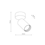 Lampa sufitowa Amis w kolorze białym, z pojedynczym spotem na żarówkę GU10. Cylindryczny kształt, zamontowana na okrągłej podstawie. Wymiary: średnica 150 mm, wysokość 170 mm. Idealna do oświetlenia wnętrz.