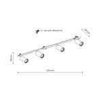 Lampa sufitowa podtynkowa Amis, biała, z czterema reflektorami GU10. Długość 1270 mm, wysokość 220 mm, głębokość 140 mm. Reflektory umieszczone na prostokątnej listwie. Idealna do nowoczesnych wnętrz.