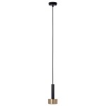Lampa wisząca Stamp 1xGX53 w kolorze czarnym i złotym, z długim zwisem. Cylindryczny korpus z czarnego metalu oraz podstawka w kolorze złotym. Montaż sufitowy, minimalistyczny design, idealna do nowoczesnych wnętrz.