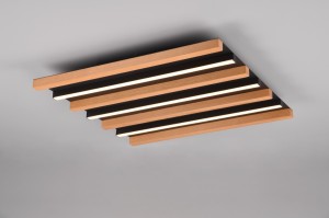 Fontana lampa sufitowa 3xLED/22W czarna/drewno 648914532