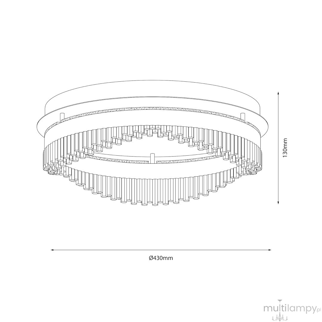 Lampa sufitowa LED 36W o barwie światła 4000K, w kolorze złotym. Okrągła konstrukcja z wymiarami Ø430mm i wysokości 130mm, ozdobiona detalami, idealna do nowoczesnych wnętrz.