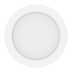 Plafon LED Evora Round D14 o mocy 6W, w kolorze białym. Okrągły kształt z matowym wykończeniem, z zamontowanym źródłem światła, widok z góry. Idealny do nowoczesnych wnętrz.
