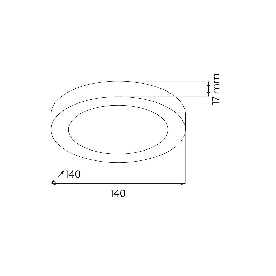 Plafon LED Evora Round D14 o średnicy 140 mm i wysokości 17 mm. W kolorze białym, okrągły kształt, minimalistyczny design, odpowiedni do montażu sufitowego. Funkcja CCT umożliwia zmianę temperatury barwowej światła.
