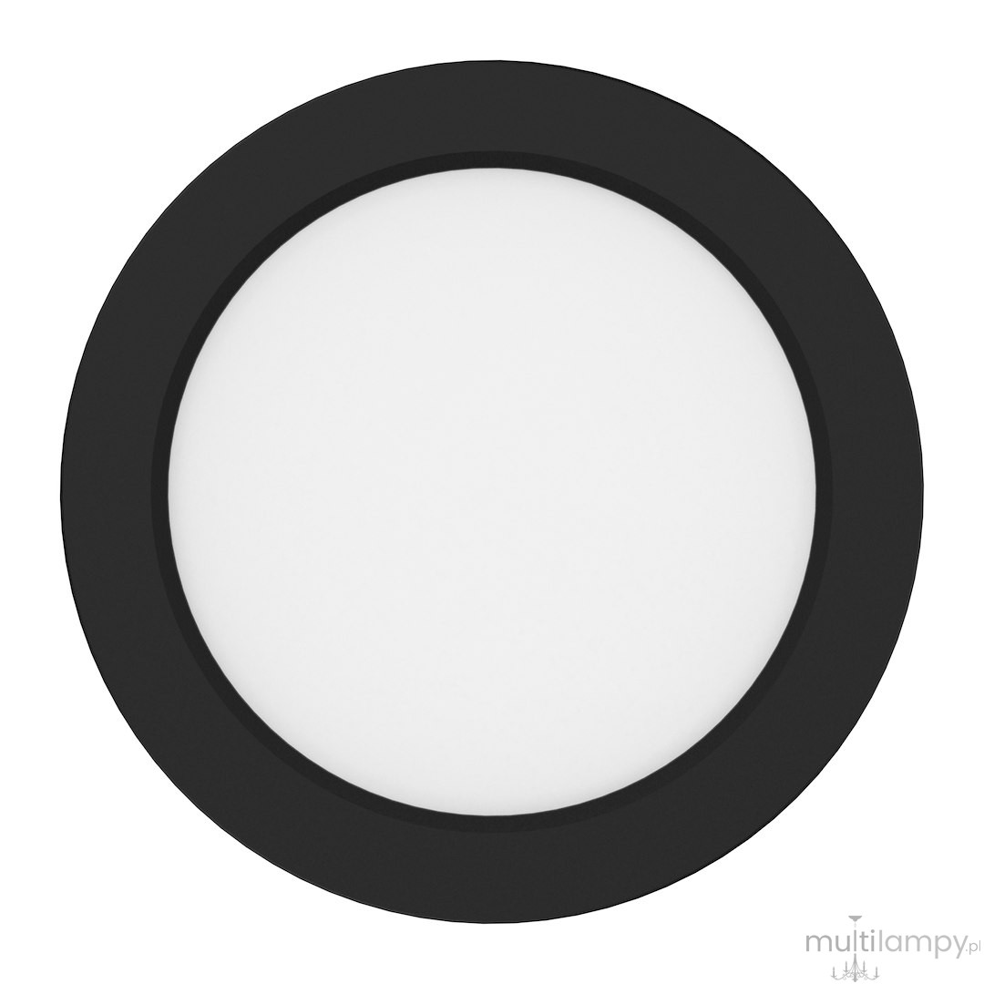 Plafon LED Evora Round D14 6W CCT w kolorze czarnym, okrągły kształt z białą, matową powierzchnią. Ujęcie frontalne, produkt zamontowany, bez widocznych dodatkowych elementów. Idealny do nowoczesnych wnętrz.