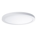 Plafon LED Evora Round D30 o mocy 24W, w kolorze białym. Okrągły kształt, płaski design, z opalowym kloszem. Ujęcie z boku, na jasnym tle, podkreślające minimalistyczny styl. Idealny do nowoczesnych wnętrz.