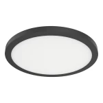 Plafon LED Evora Round D30 o mocy 24W w kolorze czarnym, z okrągłym kształtem. Posiada białą, matową osłonę, montowany sufitowo. Ujęcie z boku podkreśla minimalistyczny design. Idealny do nowoczesnych wnętrz.