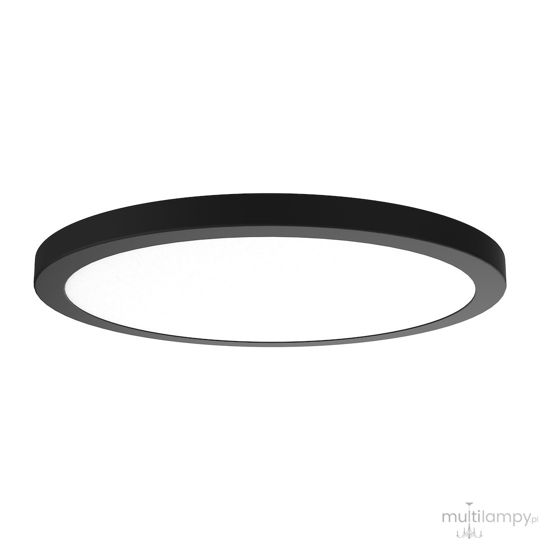 Plafon LED Evora Round D30 o mocy 24W w kolorze czarnym. Okrągły kształt, płaska konstrukcja. Jasna, biała powierzchnia emitująca światło, montowany na suficie. Idealny do nowoczesnych wnętrz.