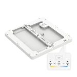 Plafon LED Evora Square 17x17 cm w kolorze białym, o mocy 12W, z regulacją temperatury barwowej (3000K, 4000K, 6000K). Widoczny mechanizm montażowy oraz oznaczenia na obudowie. Produkt ułożony na płaskiej powierzchni.