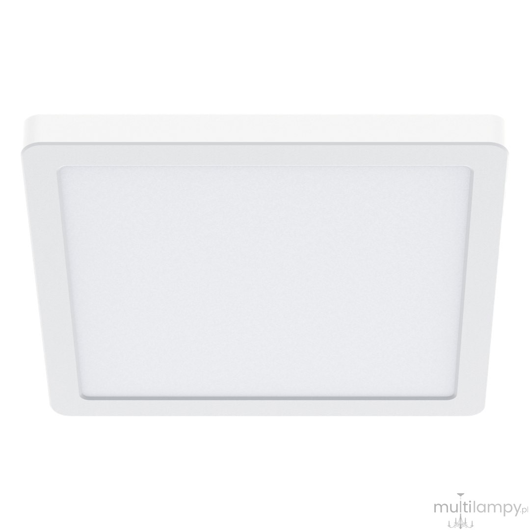 Plafon LED Evora Square 17x17 cm, moc 12W, w kolorze białym. Kwadratowy kształt z matową powierzchnią, zamontowany w pozycji poziomej. Prosty, nowoczesny design, idealny do oświetlenia wnętrz.