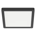 Plafon LED Evora Square 17x17 cm, moc 12W, w kolorze czarnym. Kwadratowa konstrukcja z matowym białym kloszem, montowany na suficie, z widocznym wykończeniem krawędzi. Idealny do nowoczesnych wnętrz.