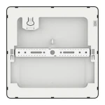 Plafon LED Evora Square 17x17 cm w kolorze czarnym, moc 12W, z funkcją CCT. Widok z góry na wykończenie, z białym wnętrzem, widocznymi mocowaniami oraz miejscem na podłączenie elektryczne. Krawędzie proste, minimalistyczny design.