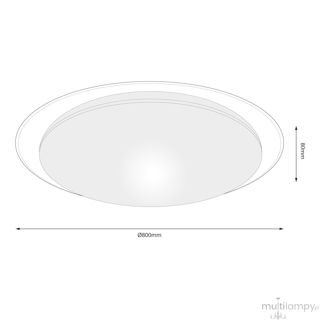 Plafon LED Sonic D85 w kolorze białym, okrągły, o średnicy 800 mm i wysokości 80 mm. Wyposażony w pilot do zdalnego sterowania. Prosty design, idealny do nowoczesnych wnętrz.