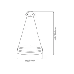 Lampa wisząca LED Gala 25W w kolorze srebrnym, okrągła, o średnicy 500 mm. Wysokość regulowana od 400 do 1000 mm. Prosty, nowoczesny design, idealna do oświetlenia wnętrz.
