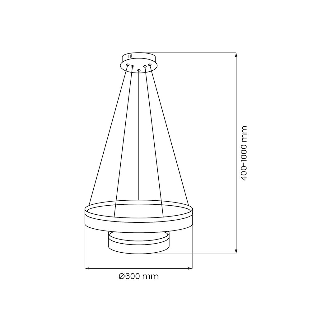Lampa wisząca LED Gala o mocy 52W i barwie światła 4000K w kolorze srebrnym. Okrągły kształt, średnica 600 mm, regulowana wysokość od 400 do 1000 mm. Idealna do nowoczesnych wnętrz.