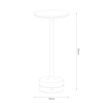 Lampa stołowa LED Tavolo o mocy 2,5W, w kolorze złotym, z okrągłym kloszem i smukłym stelażem. Wymiary: wysokość 285 mm, średnica podstawy 130 mm. Prosta, elegancka forma idealna do wnętrz nowoczesnych.