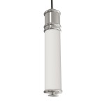 Lampa wisząca LED Omi I Cromo 10W 3000K w chromowanej obudowie. Cylindryczny kształt z białym kloszem. Zawieszona na czarnym przewodzie, z widoczną metalową podstawą. Idealna do nowoczesnych wnętrz.