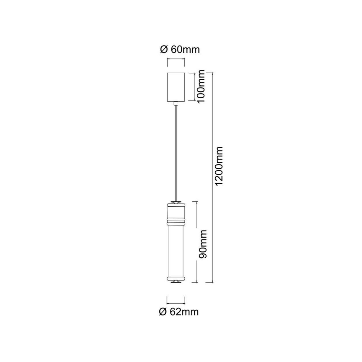 Lampa wisząca LED Omi I Cromo 10W 3000K w chromowanej obudowie. Zawieszona na długim kablu, o średnicy 62 mm i wysokości 1200 mm. Prosty, cylindryczny kształt z elementami dekoracyjnymi. Wymiary: 60 mm x 100 mm (podstawa).