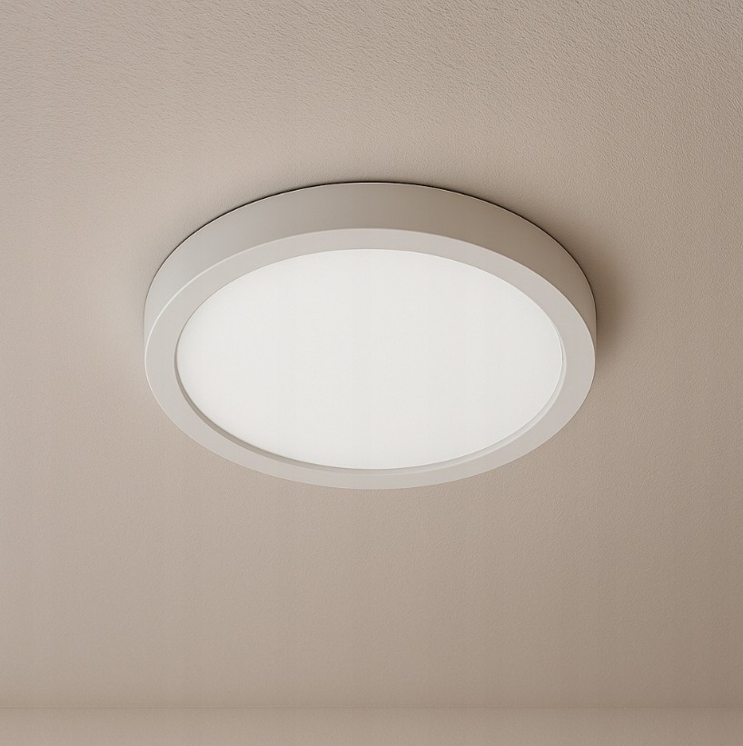 Panel LED natynkowy okrągły o średnicy 28,5 cm, mocy 24W i temperaturze barwowej 4000K. Biały, zamontowany na suficie, z gładką, matową powierzchnią. Oświetlenie z jednolitym, rozproszonym światłem, idealne do wnętrz.
