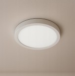 Panel LED natynkowy okrągły o średnicy 28,5 cm, mocy 24W i temperaturze barwowej 4000K. Biały, zamontowany na suficie, z gładką, matową powierzchnią. Oświetlenie z jednolitym, rozproszonym światłem, idealne do wnętrz.