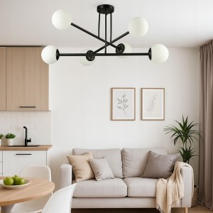 Bali lampa sufitowa 6xE27 czarna