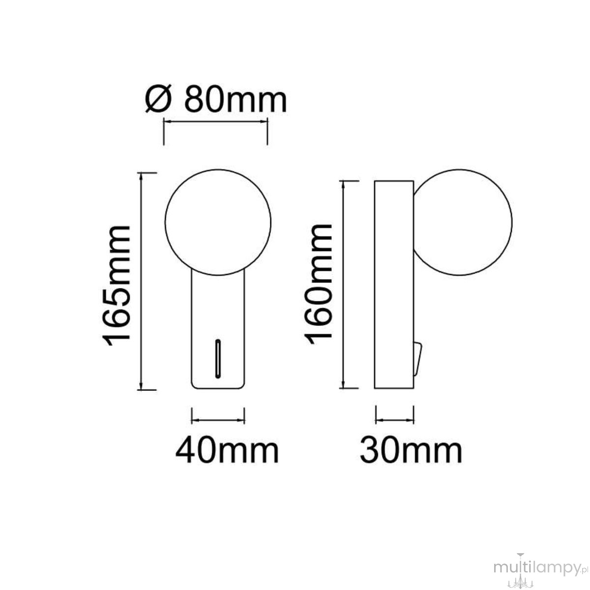 Kinkiet Boletta Parette w kolorze złotym, 1xG9, z okrągłą główką o średnicy 80 mm. Wymiary: wysokość 165 mm, szerokość 40 mm, głębokość 30 mm. Prosty design, idealny do nowoczesnych wnętrz.