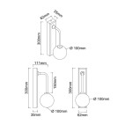 Kinkiet Ero Parette Cromo IP44 w kolorze chromu, z okrągłą, szklaną oprawą o średnicy 100 mm. Wymiary: wysokość 300 mm, szerokość 62 mm, głębokość 35 mm. Montowany na ścianie, z możliwością użycia żarówki G9.