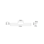 Kinkiet LED Luce Parette Old Gold 62 IP44 w kolorze złotym, o wymiarach 615 mm szerokości i 80 mm wysokości, z prostokątnym kształtem i minimalistycznym designem, przeznaczony do montażu na ścianie.