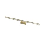 Kinkiet LED Luce Parette Old Gold 92 IP44, 12W, w kolorze złotym. Prosta, pozioma forma z białym kloszem, montowany na ścianie. Wymiary i szczegóły konstrukcji nie są widoczne. Tło proste, białe.