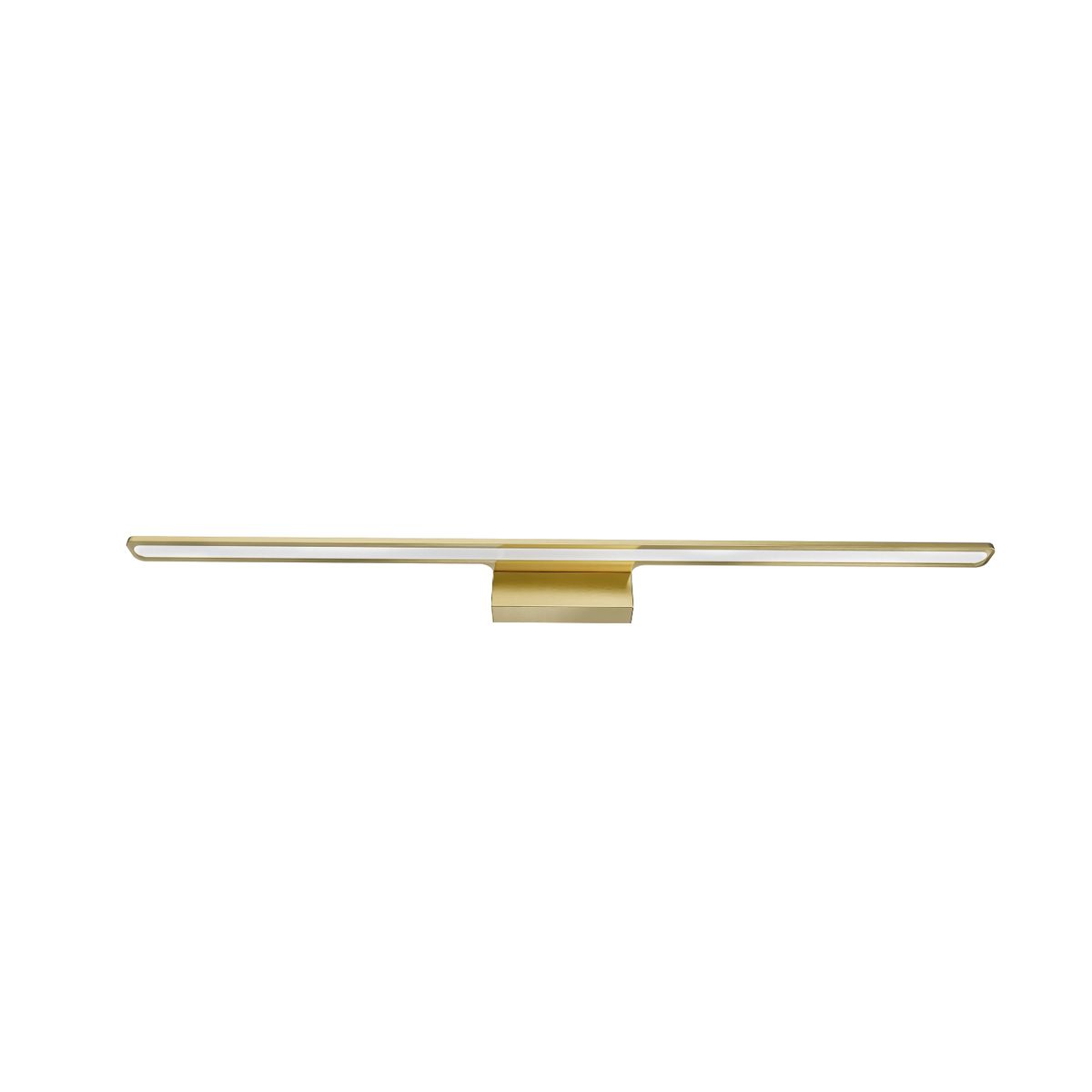Luce Parette Old Gold 92 IP44 kinkiet LED 12W CCT w kolorze złotym, o prostokątnym kształcie, zamontowany poziomo. Gładka, metaliczna powierzchnia bez widocznych napisów. Minimalistyczny design, idealny do nowoczesnych wnętrz.
