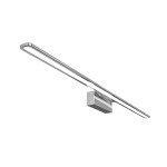 Kinkiet LED Luce Parette Cromo 92 IP44 w kolorze chromu, o prostokątnym kształcie z długim, smukłym źródłem światła. Ujęcie z boku, z widocznym mocowaniem. Idealny do nowoczesnych wnętrz, odporny na wilgoć.