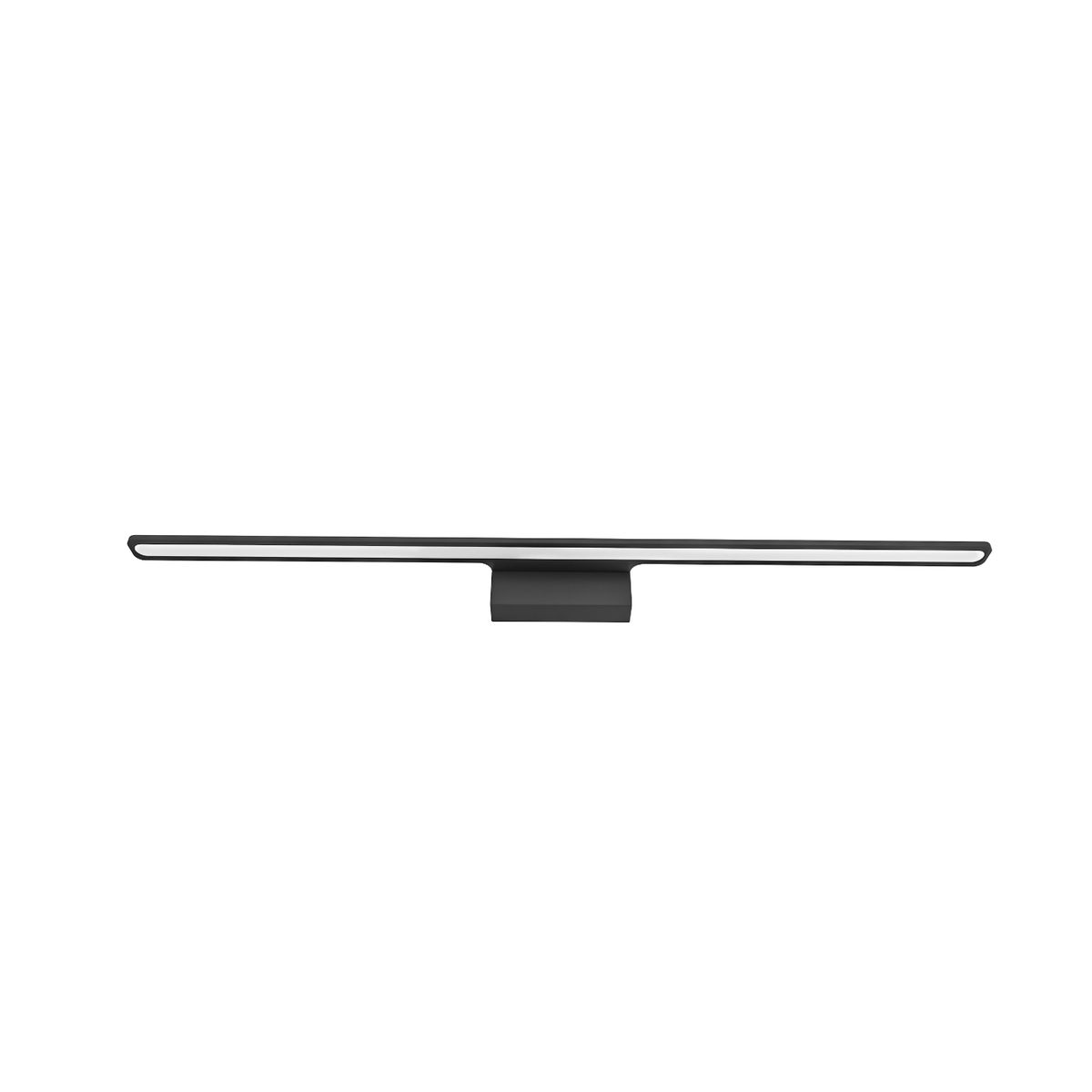 Kinkiet LED Luce Parette Nero 92 IP44 w kolorze czarnym, o mocy 12W. Produkt o prostokątnym, płaskim kształcie, zamontowany na ścianie. Widoczna biała dioda LED na krawędzi, z minimalistycznym, eleganckim designem.