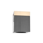 Lampa sufitowa Cubo Nero Gold z oprawą w kolorze czarnym i złotą górą. Prostokątny kształt z błyszczącą powierzchnią, zamontowana w pozycji wiszącej, z miejscem na żarówkę G9. Tło neutralne, podkreślające elegancki design.