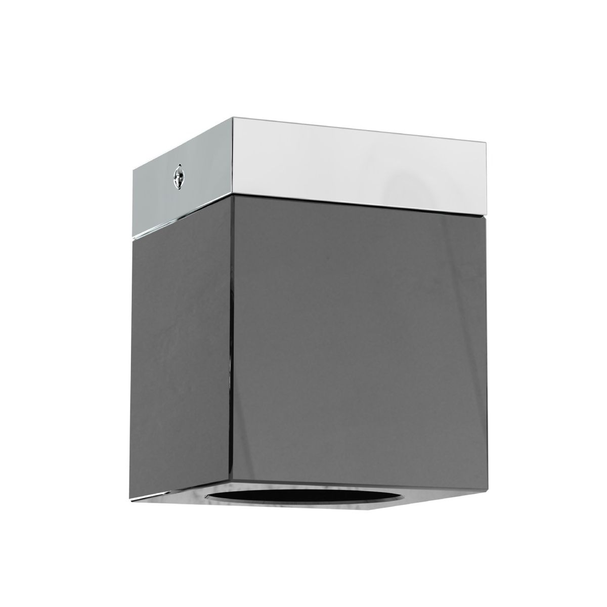 Lampa sufitowa Cubo Nero w kolorze czarnym z chromowanym wykończeniem. Kwadratowy kształt, montowana na suficie, z widocznym gniazdem na żarówkę G9. Prosta forma, idealna do nowoczesnych wnętrz.