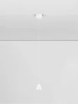 Lampa wisząca Achocalla z białym kloszem w kształcie stożka, zawieszona na cienkim sznurze. Źródło światła LED 5W. Prosta, minimalistyczna forma, doskonała do nowoczesnych wnętrz, na jednolitym, jasnym tle.