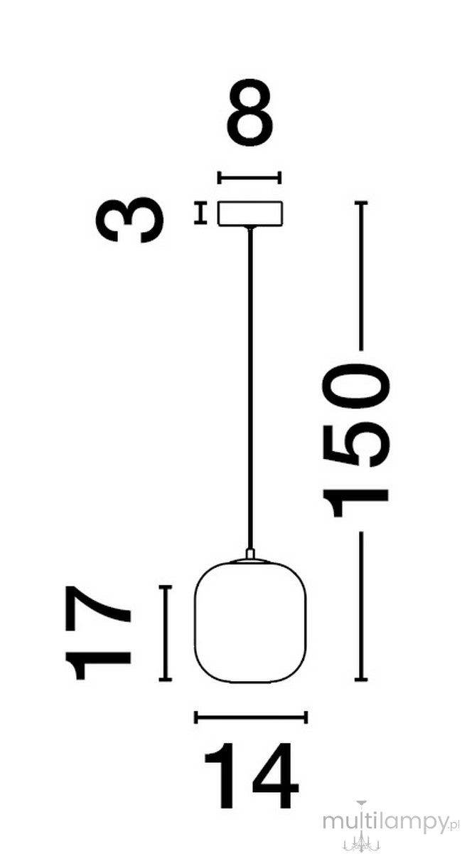 Czarna lampa wisząca Anuco z jedną żarówką LED 3W. Okrągły klosz o średnicy 14 cm, wysokości 17 cm, zawieszony na cienkim przewodzie. Prosta forma, minimalistyczny design, odpowiednia do nowoczesnych wnętrz.