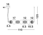 Lampa wisząca Arroyos 1xLED 42W w kolorze złotym. Posiada okrągły klosz z siateczkowym wzorem oraz prostokątny sufitowy uchwyt. Długość 125 cm, szerokość 110 cm. Wysoka jakość materiałów, nowoczesny design.
