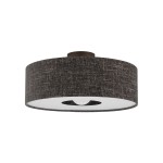 Lampa sufitowa Amarela M z okrągłym kloszem w czarnym melanżu, montowana na suficie. Wyposażona w jedno gniazdo E27. Klosz z teksturą, z białym wnętrzem, zapewniający równomierne rozproszenie światła.