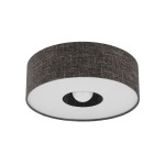 Lampa sufitowa Amarela M w kolorze czarnego melanżu, o okrągłym kształcie, z białym wnętrzem. Widoczna oprawka na żarówkę E27. Produkt zawieszony na prostym tle, bez dodatkowych elementów dekoracyjnych.