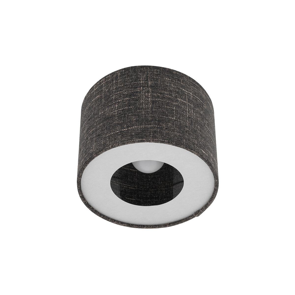 Lampa sufitowa Amarela S w czarnym melanżu z abażurem w formie cylindra. Posiada otwór na żarówkę E27, widoczny w centralnej części. Ujęcie frontalne, lampa w pozycji wiszącej, na jednolitym tle.