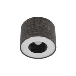 Lampa sufitowa Amarela S w czarnym melanżu z abażurem w formie cylindra. Posiada otwór na żarówkę E27, widoczny w centralnej części. Ujęcie frontalne, lampa w pozycji wiszącej, na jednolitym tle.