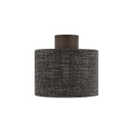 Lampa sufitowa Amarela S z kloszem w czarnym melanżu, materiał tekstylny, okrągły kształt. Ujęcie frontalne, lampa wisząca z mocowaniem u góry. Wymiary klosza umożliwiają zastosowanie jednej żarówki E27.