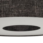 Lampa sufitowa Amarela S w czarnym melanżu, z abażurem o teksturowanej powierzchni, widoczna z dołu. Posiada okrągły otwór w dolnej części, ukazujący białe wnętrze. Przeznaczona na żarówkę E27.